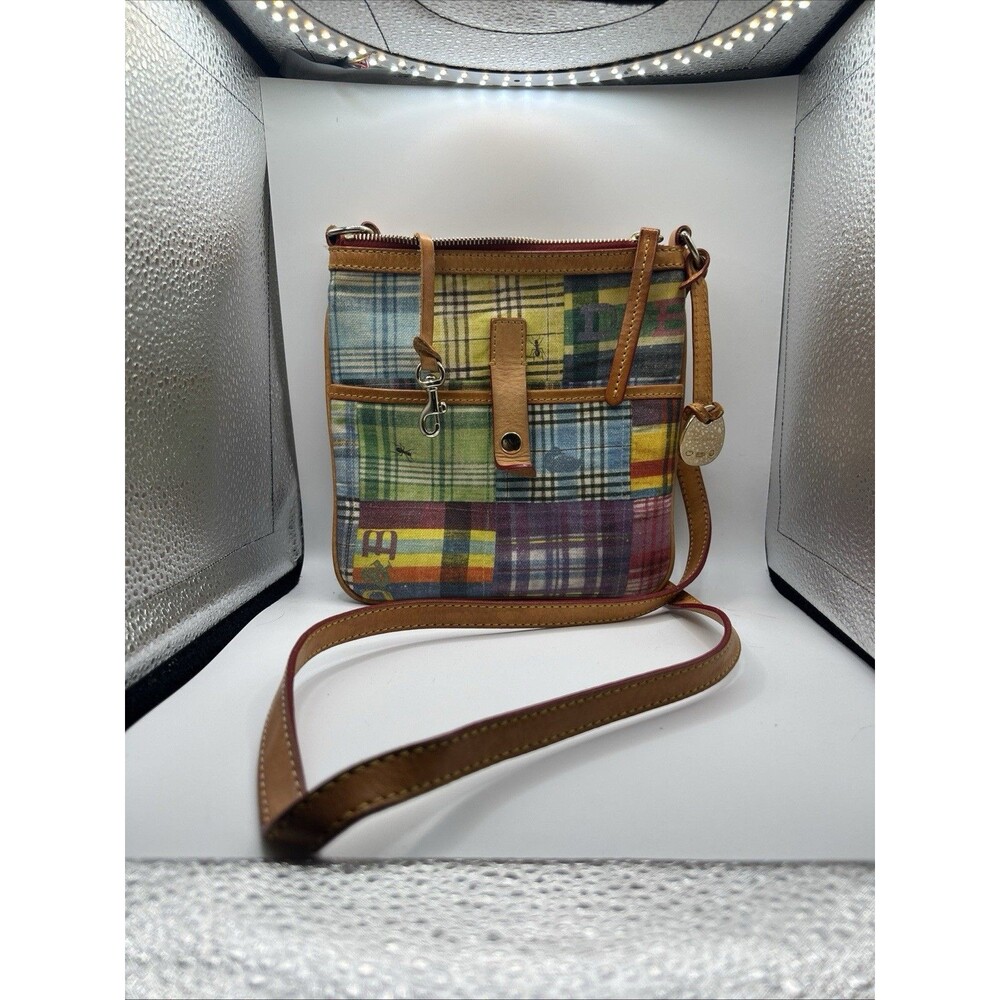 Dooney & Bourke Womens Trixie Crossbody Bag Plaid Patchwork Insect Pattern READ